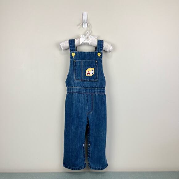Vintage Donmoor ABC Block Denim Overalls 24 Months - Picture 1 of 8